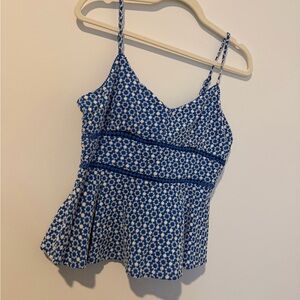 Skies Are Blue White and Blue Patterned Camisole